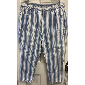 NWOT American Eagle Women’s Size 16 Mom Jeans Blue White Striped